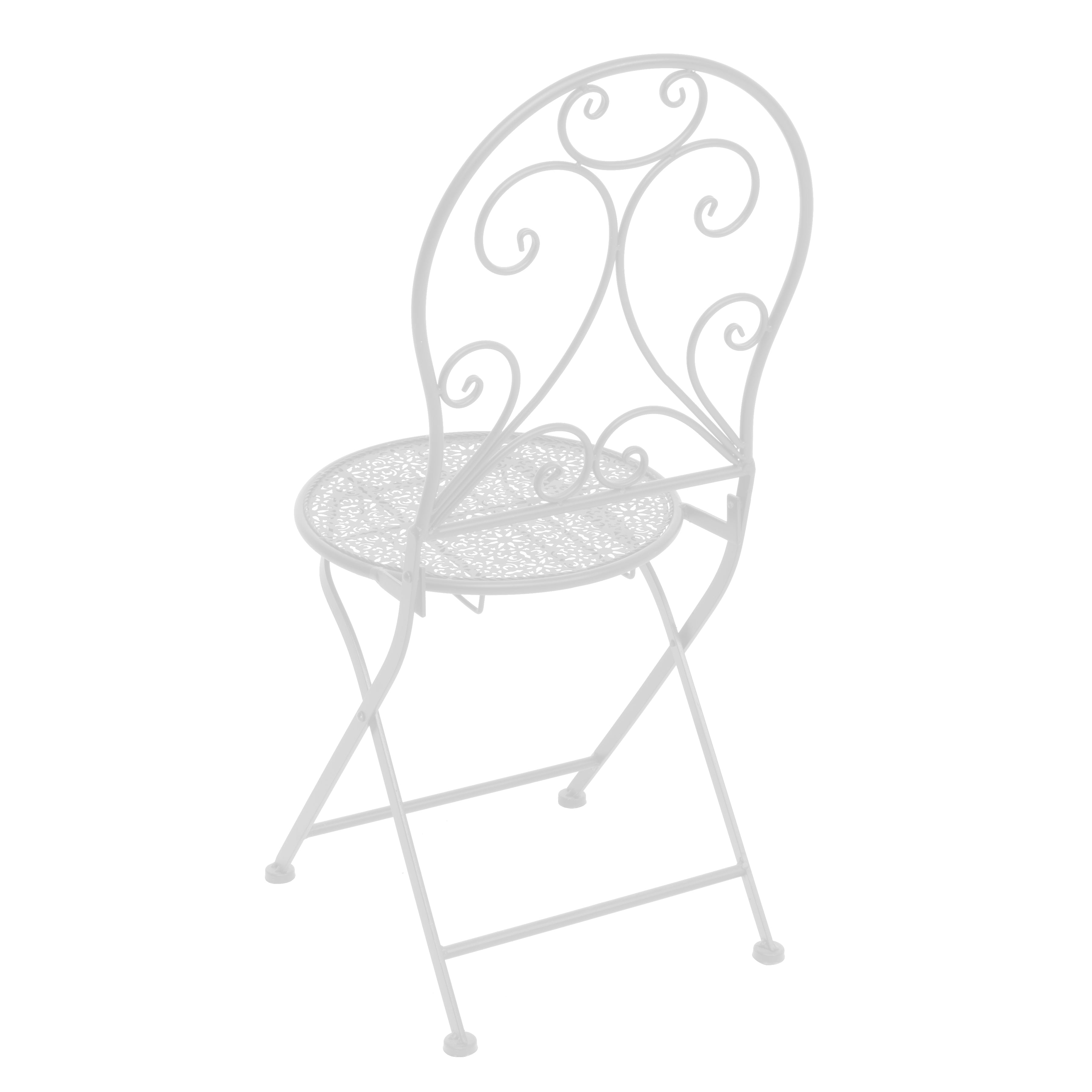 VESTIAMO CASA GIARDINO - Set giardino Bistrot tavolo rotondo 60 cm e 2 sedie pieghevoli in metallo Bianco